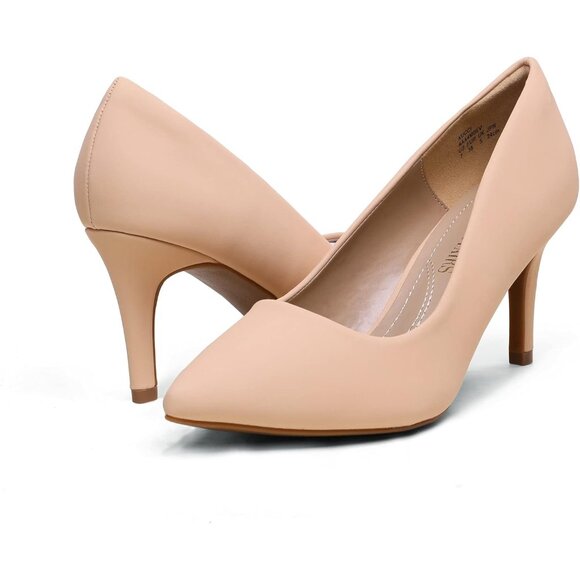 Dream Pair Women's Nubuck Faux Leather Kucci Pointed Toe High Heel Pumps Shoes - Picture 5 of 7